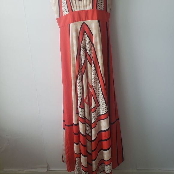 Eliza J Scarf Print Crepe De Chine Fit & Flare Maxi Dress In Multi size 12 - Picture 4 of 7